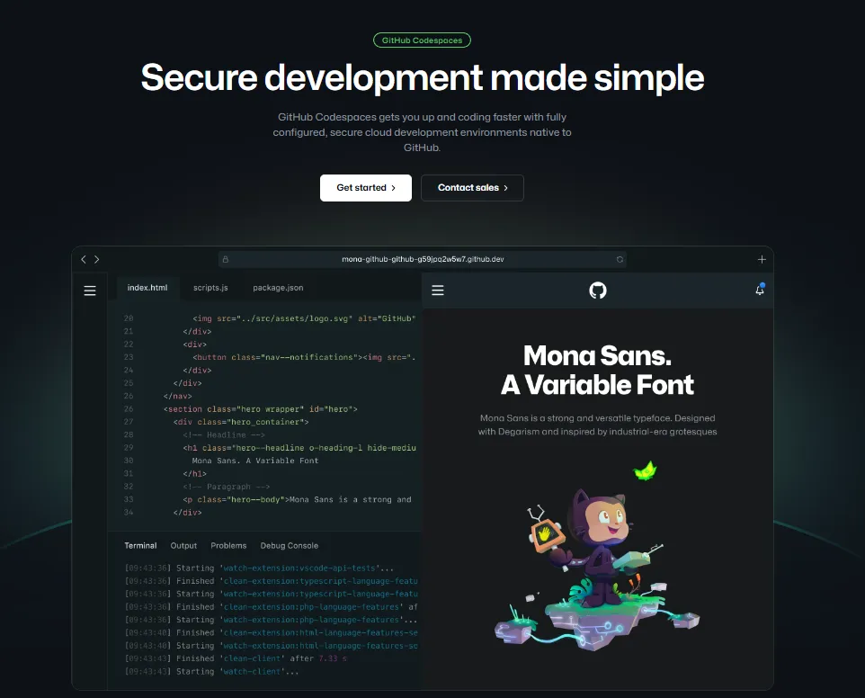 GitHub Codespacesイメージ 参考：GitHub